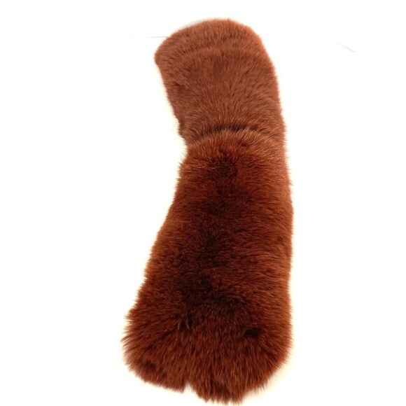 Fox Fur Collar Lined Dyed Red 21-24” Outer Length 2-3.5”Wide Lining Classic Glam - Picture 1 of 16